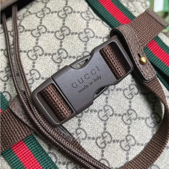 Gucci Beige Backpack with Red and Green Accents - Picture 3 of 4